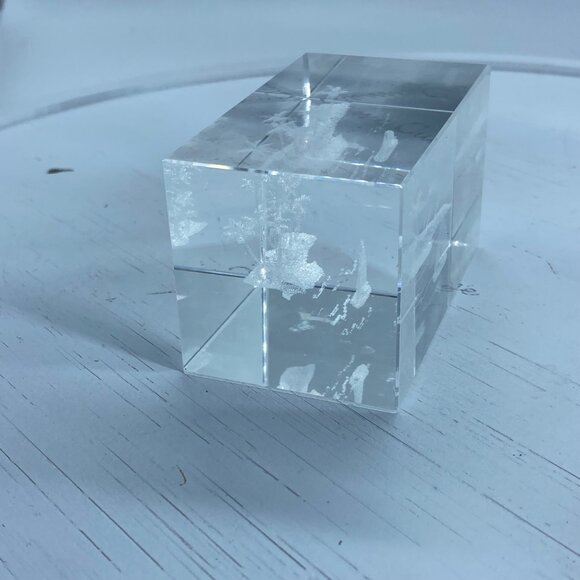 Glass Crystal Block Laser Tropical Scene Island Sailboat Paperweight 3"x2" - Picture 5 of 5